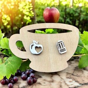 🆕 Apple and Pencil Stud Earrings Stainless Steel
